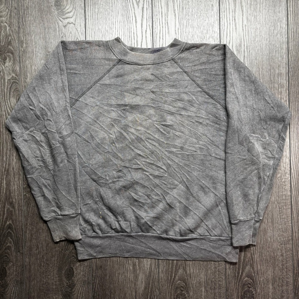 Vintage 80s Pannill Sweatshirt Mens Large Gray Raglan Blank Made in USA Pullover